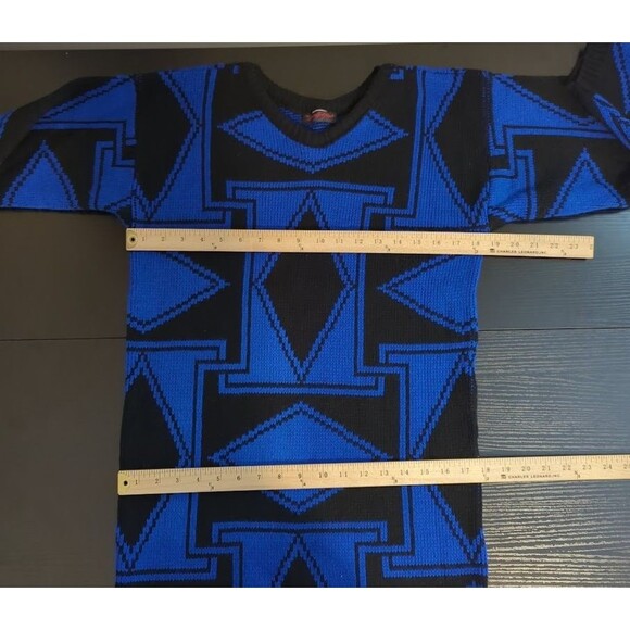Vintage Body Heat Blue/Black Geometric‎ Sweater Dress Women's S/M - Picture 7 of 7